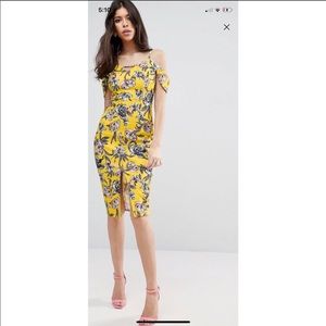 ASOS textured floral yellow dress